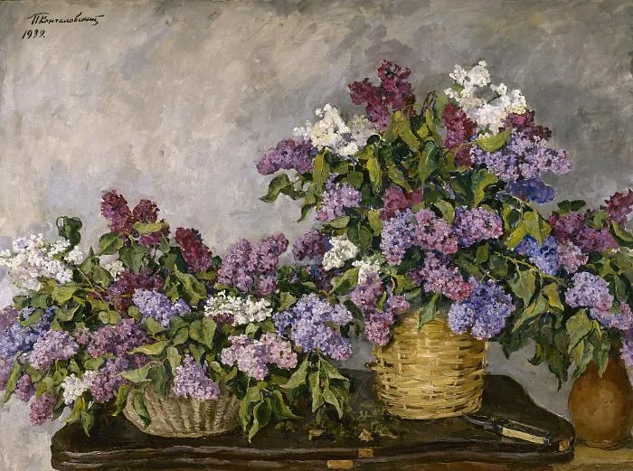 A Still-Life. Lilac in Two Baskets